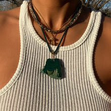Chunky green malachite crystal necklace