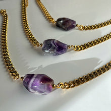 Gold amethyst crystal necklaces
