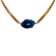 blue agate stone gold choker necklace