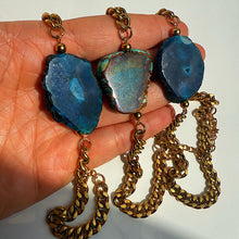 Blue agate gold choker necklaces