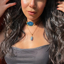 Blue agate, blue kyanite crystal necklaces