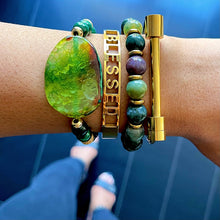 Green Crystal Bead Bracelet Stack